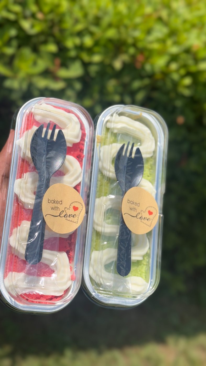 Red velvet and key lime loaf cakes